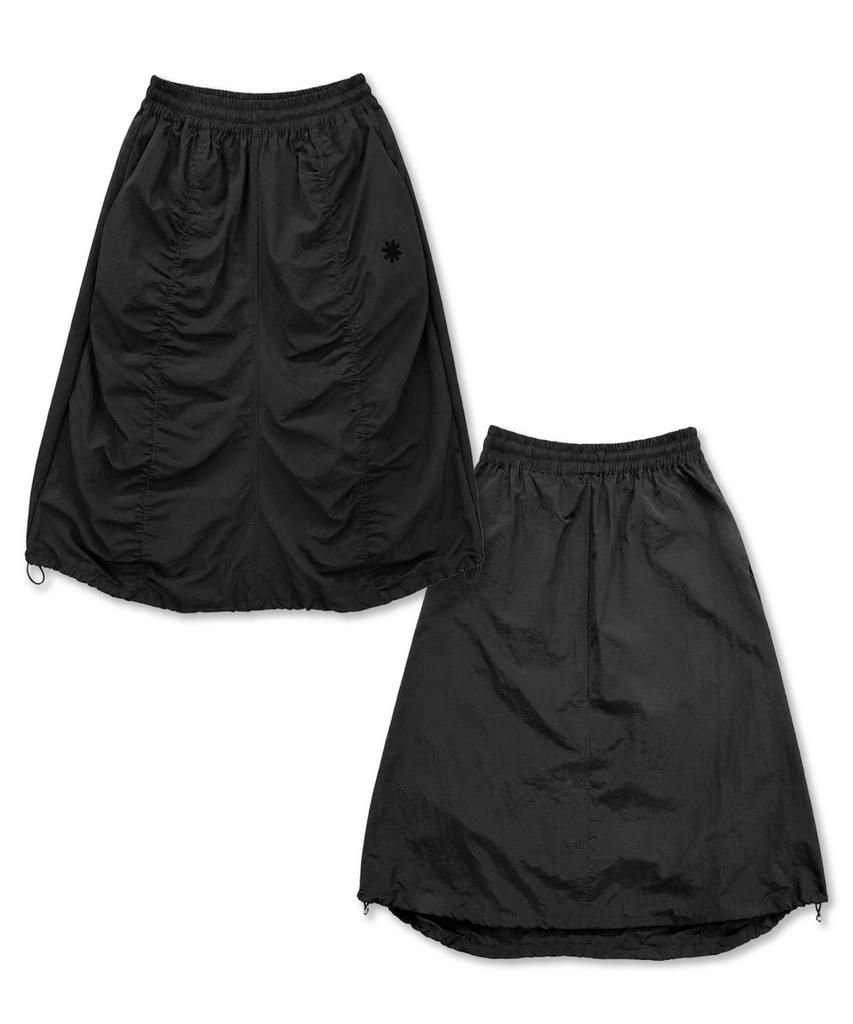 Damiswi Shirred String Balloon Midi Skirt_Black