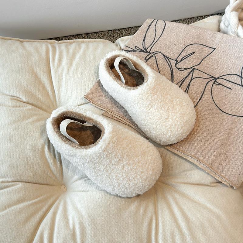 Children's Cotton Slippers Fleece Plush Shoes Girls Cotton Shoes New One-pedal Slippers Baby Classmate