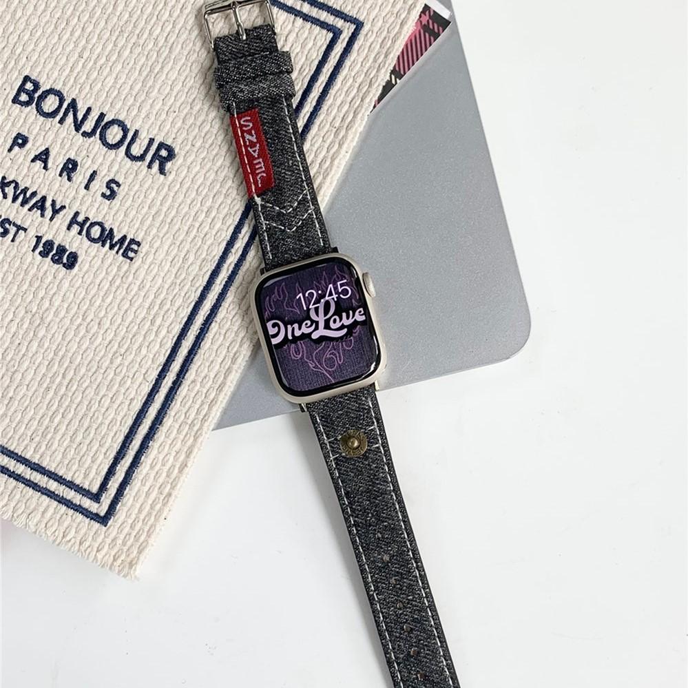 Moda Denim Kanvas Bant Apple Watch Serisi için Ultra 8 7 6 5 4 3 2 Se Toka Kayışı Iwatch 40 44mm 41 45mm 49mm Aksesuarları