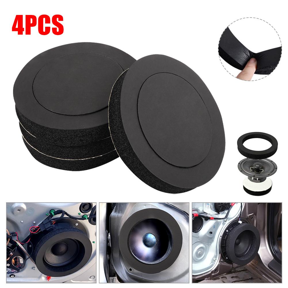 4Pcs 6.5 Inch Universal Car Speaker Foam Ring Soundproof Acoustic Seal Pad Strong Self-Adhesive Auto Door Audio Enhancer Heat Shields 2
