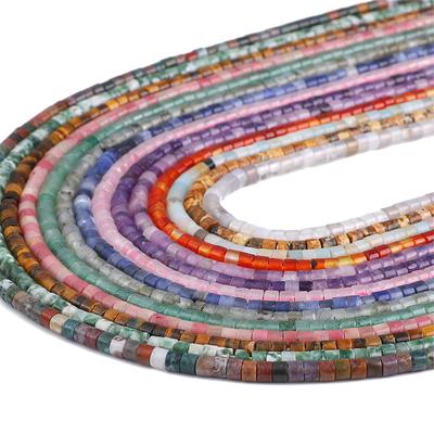 2x3mm 155 Stück/Beutel Rohr Natursteinperlen Tigerauge Achat Quarz Aventurin Stein Spacer Lose Perlen für Halskette Armband DIY Schmuckherstellung