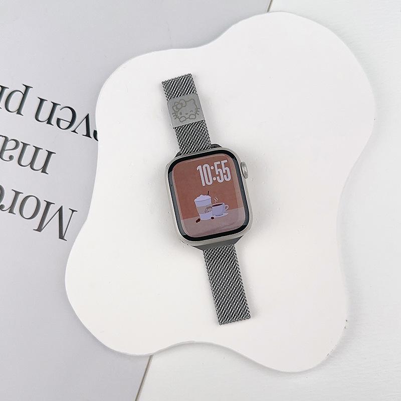 Apple Watch S10 Milanese Kitty Metal Strap: Slim Magnetic Band for Women