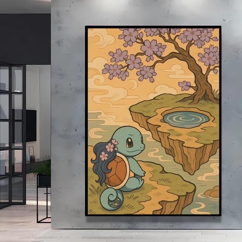 Leinwand Kunstwerk Malerei Pokemon Schiggy Poster Cartoon Bild Klassisch Haus Schlafzimmer Dekoration Gemälde Kindergeschenk