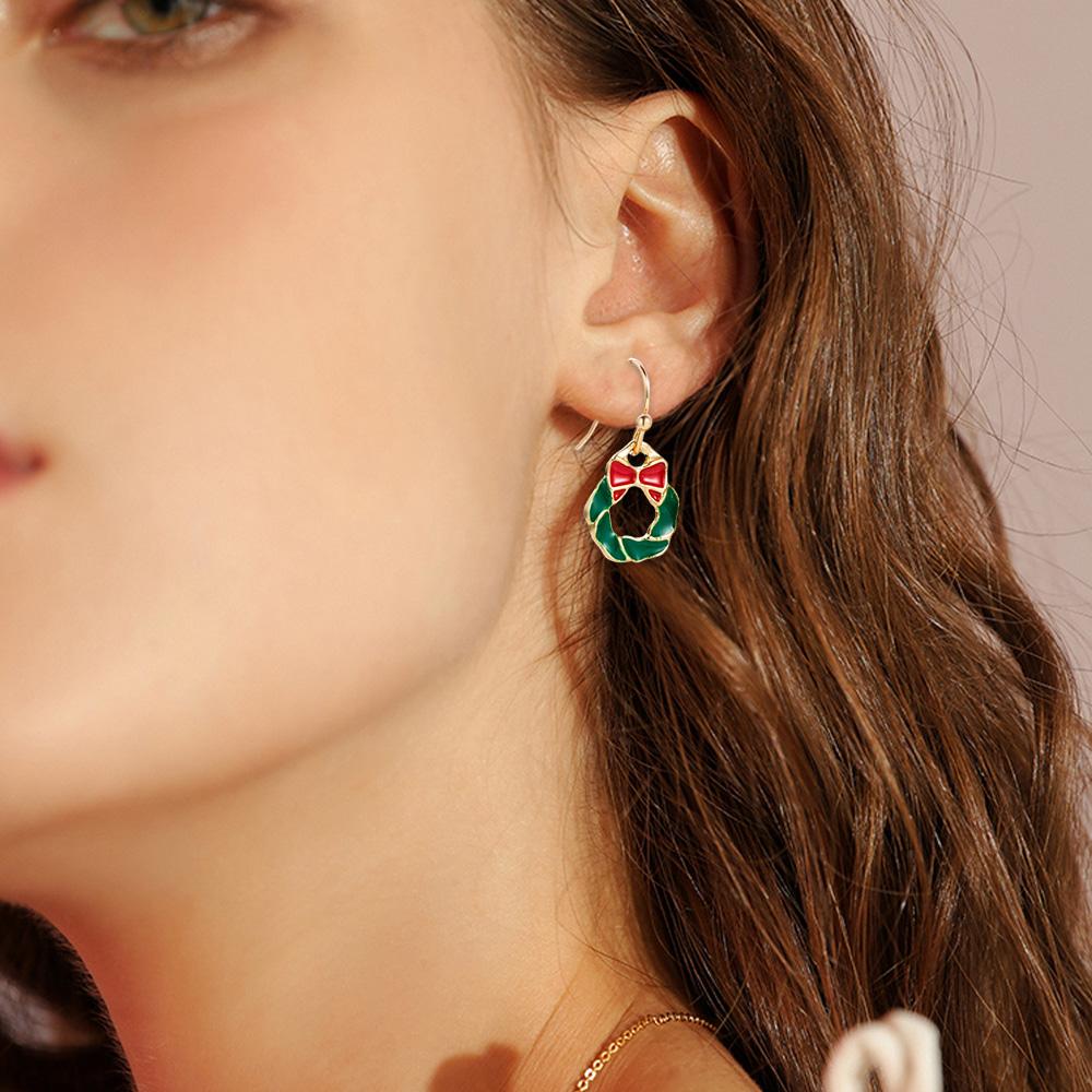 6 Piece Set Ladies Christmas Series Style Earrings Christmas Tree Snowman Pattern Fashionable Temperament Earrings Accessories