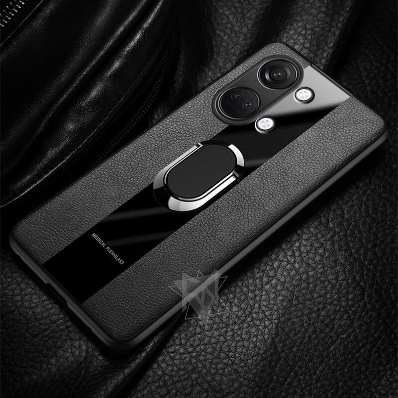 Custodia per Telefono con Anello Magnetico Per OnePlus Nord 3 5G Copertura in Pelle di Lusso Per One Plus Nord3 Elegante Capa Paraurti in Silicone Antiurto
