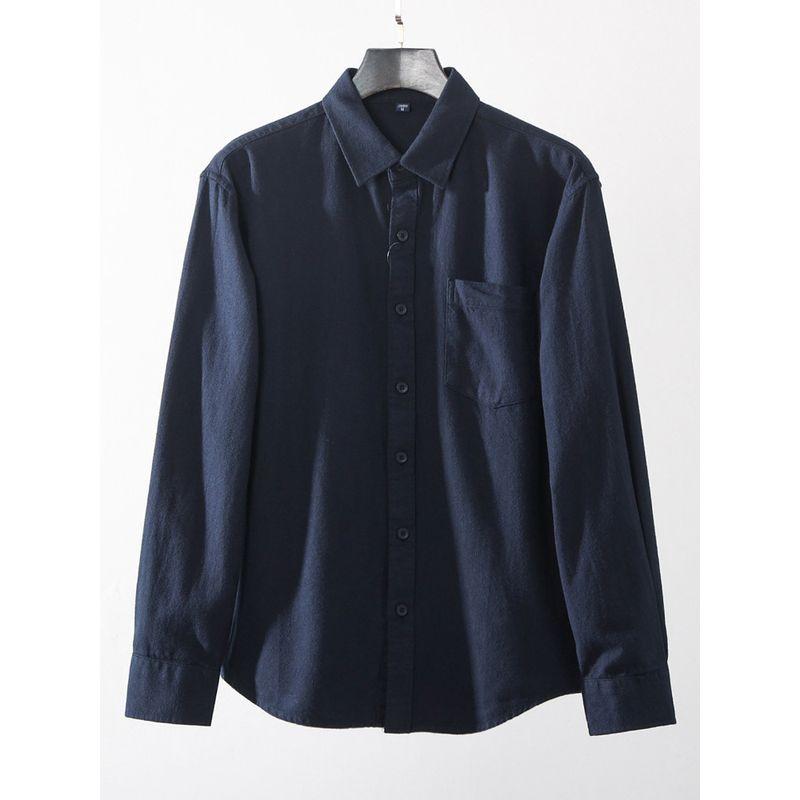 Men's Cotton Shirt Long Sleeves 2024 New Arrival Pure Cotton Brushed Casual Pure Color Export Japanese Style Men's Clothing White Shirt Outwear
