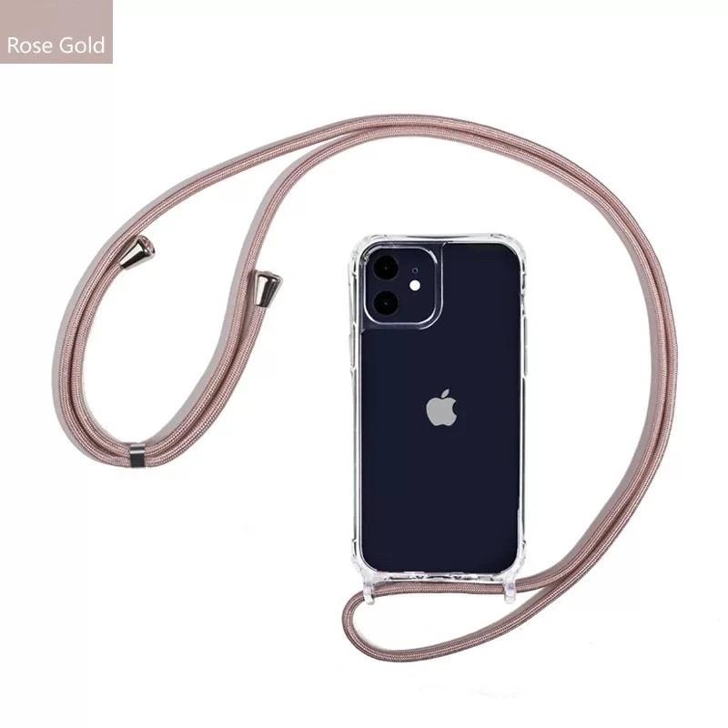 Crossbody Necklace Cord Lanyard Transparent Hard Case For iPhone16 15 14 13 12 11 Pro Max XS XR X Clear Soft Cover