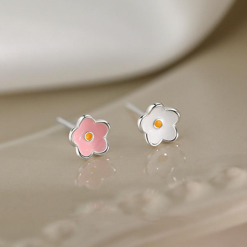 

Серьги-гвоздики в виде цветка Женственность Sweet Mori Контрастные цвета Маленькие серьги-цветы Маленькие Tide Ins Повседневные украшения для поездок на работу