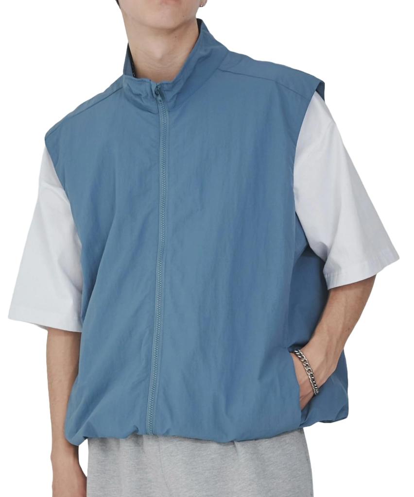 WEGO Unisex Nylon Korean Solid Size Blue Sonata Vest, Outerwear, Top, Streetwear, Style, Layered, Spring/Summer Clothes, Color, Gift,