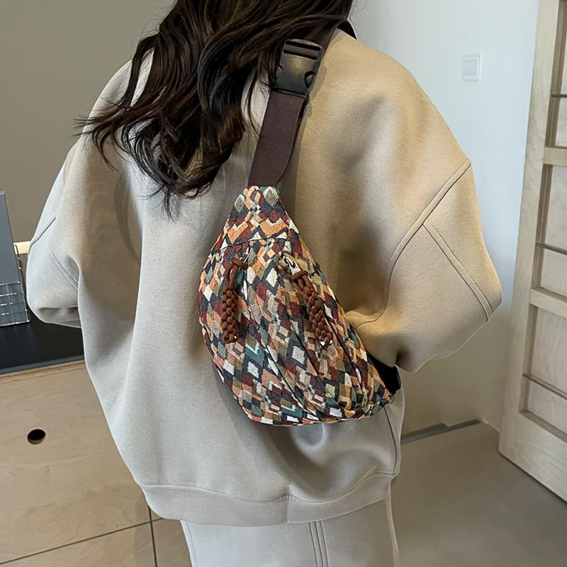 Vintage Crossbody Running Bag for Women Stylish Waist Pack with Adjustable Strap, Zipper Closure, Perfect for Phone, Keys, Running Accessory