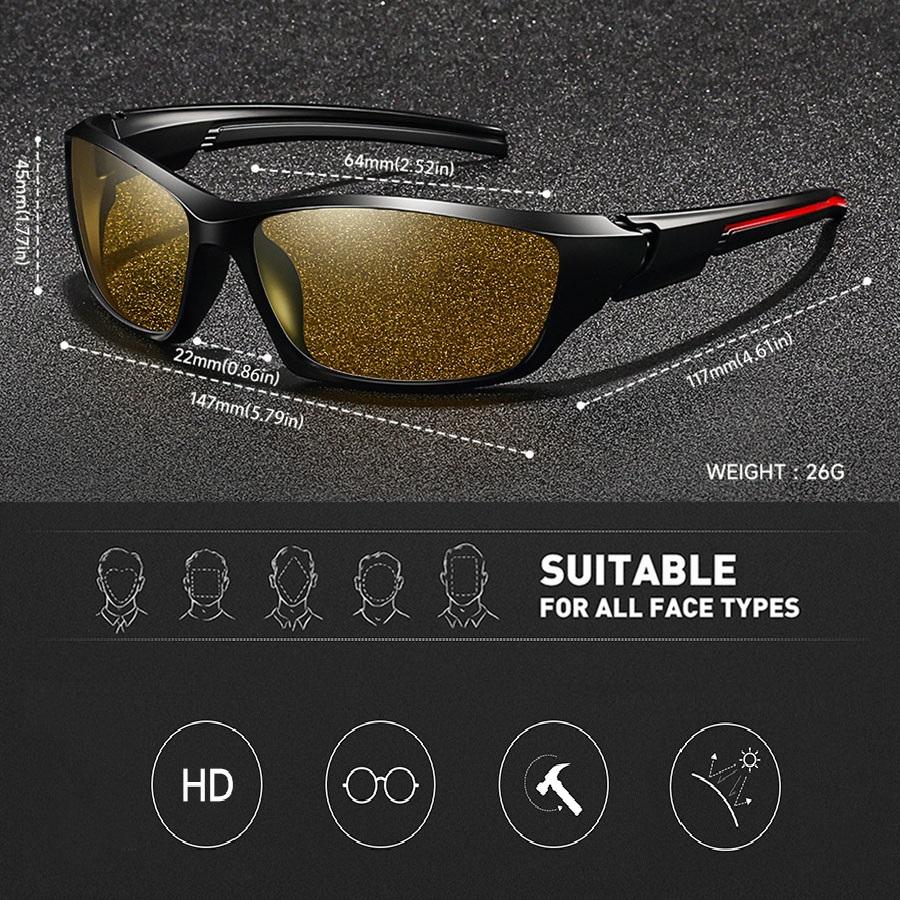 Fashion Unisex Vintage Sports Night Vision Glasses Anti Glare UV400 Protection Reduce Visual Fatigue for Driving Fishing