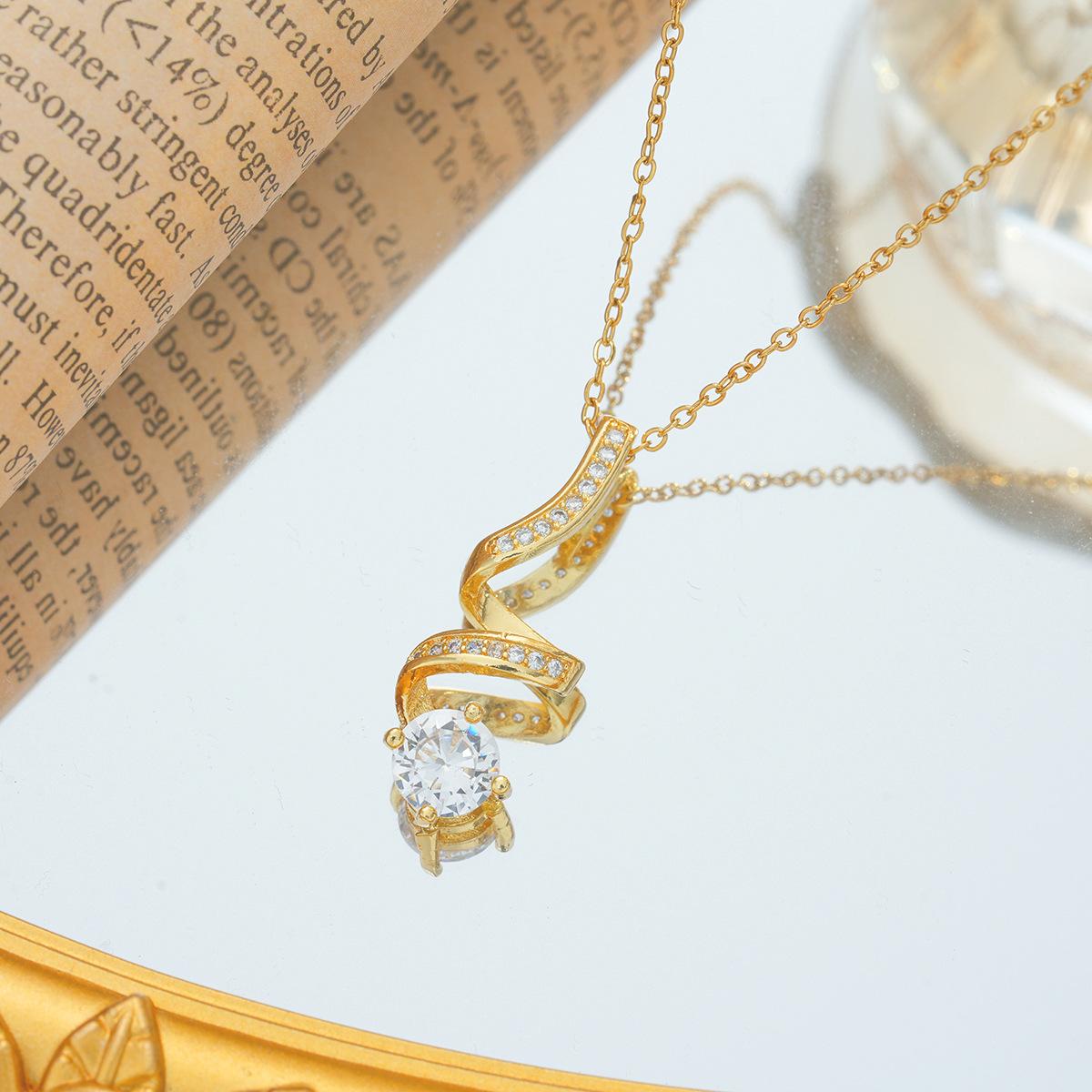 

Geometric Lines Rotating Diamond Pendant Necklace for Women