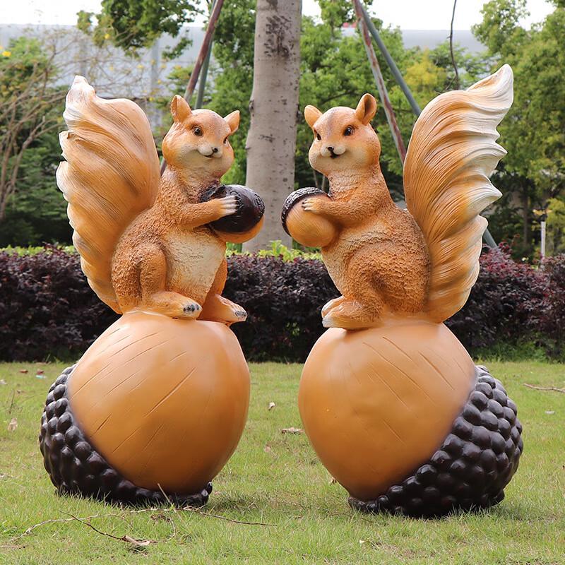 Realistic Fiberglass Squirrel Garden Sculpture