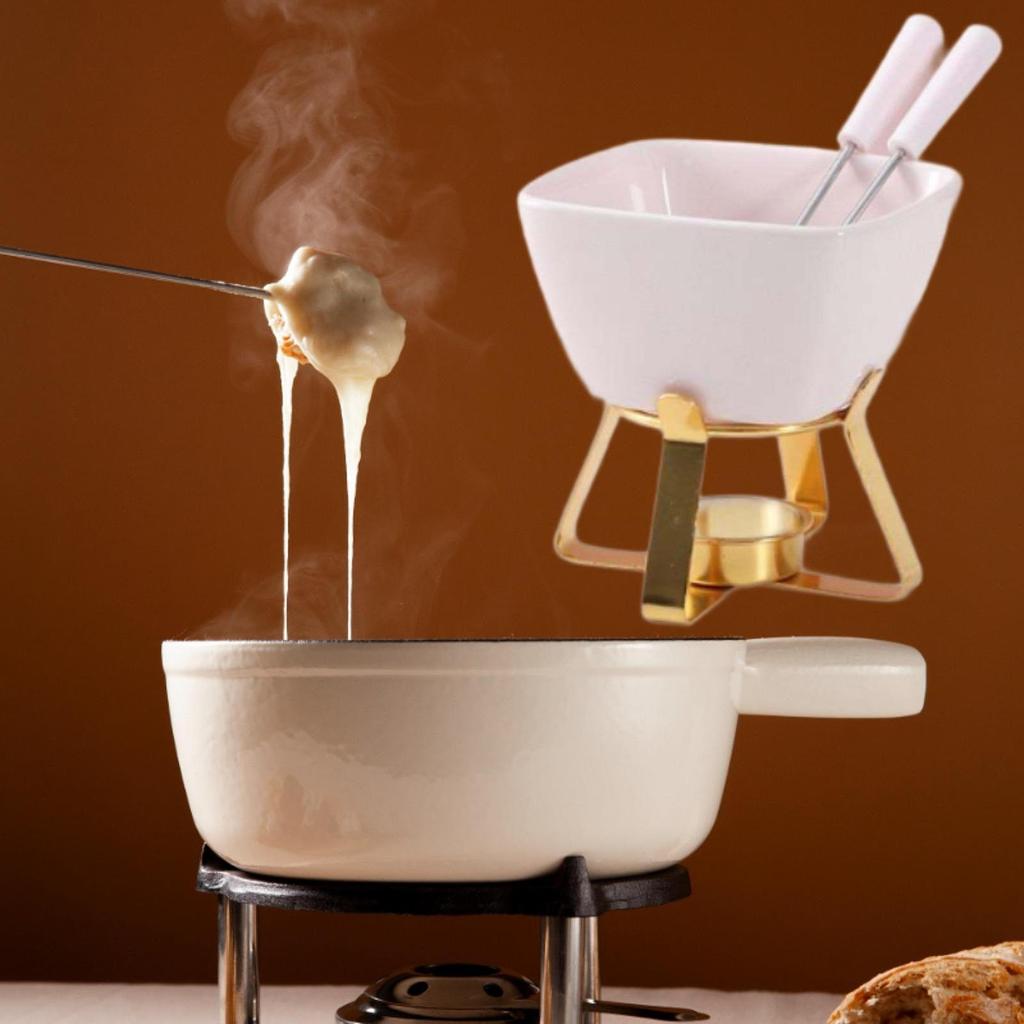 Chocolate Fondue Pot Butter Heater Small Kitchen Appliances Creative Hotpot with 2 Forks