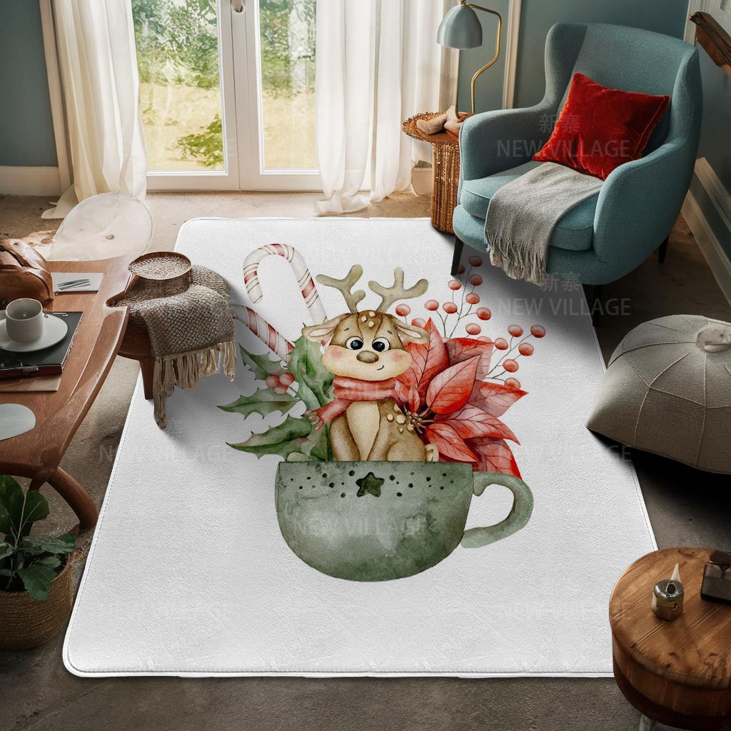 House Entrance Carpet Home Door Mat Living Room Bath Foot Bathroom Non-slip Water Absorption Rugs Bath Merry Christmas Winter
