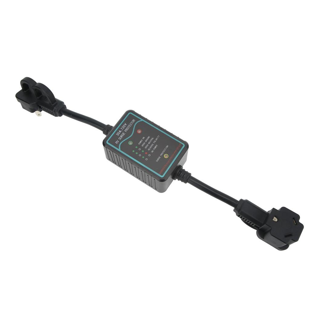 Black 30A RV Surge Protector Camper Circuit Analyzer Power Defender 2100 Joules for Trailers Trucks Yachts