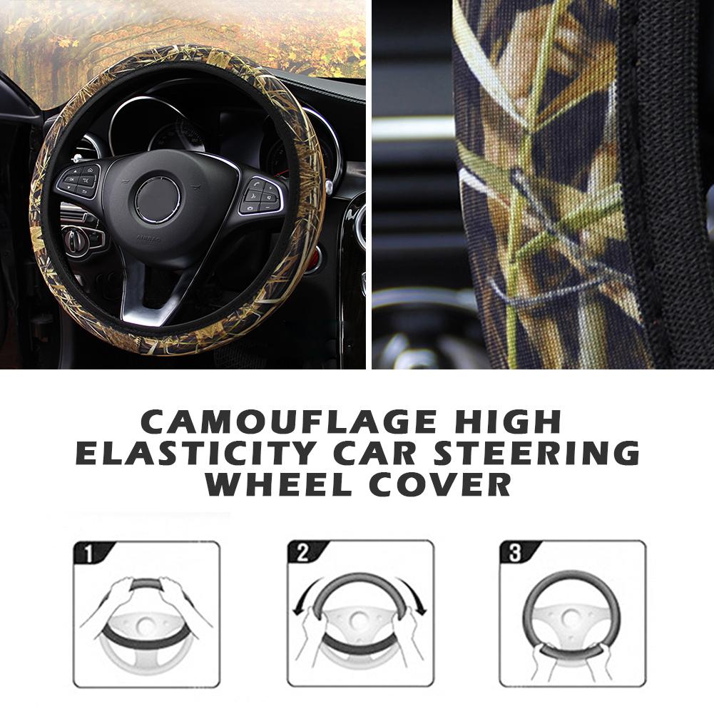 Camouflage Lenkradbezüge Universal Anti-Rutsch Dehnbar D Runde Form 38CM Schutzabdeckung D-Typ rundes Lenkrad