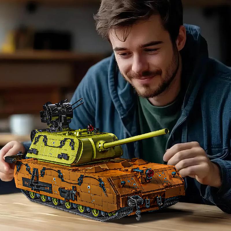 1:28 Armored Vehicle Panzer VIII Maus Tanks Building Toys War Military MOC Building Blocks Sets Adult Holiday Gifts 3300+Pcs