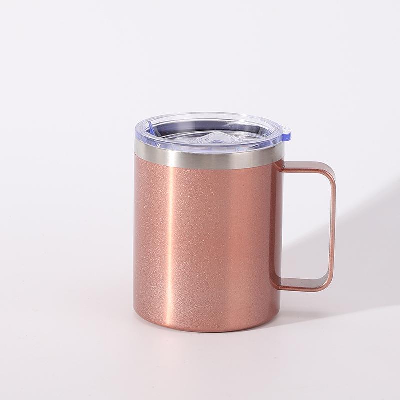 12oz Stainless Steel Vacuum Insulated Tumbler with Transparent Lid and Handle