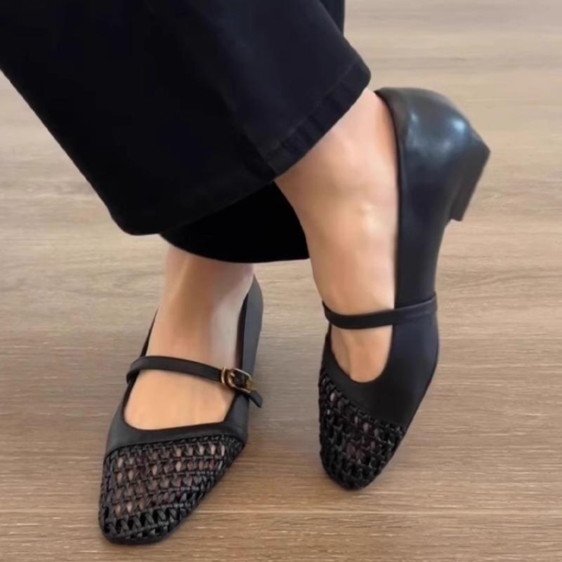 

Fashion 2025 New Ladies Shoes Buckle Strap Women s High Heels Fashion Daily Shallow Square Toe Best Seller Comfortable Shoes for Women 40 чёрный