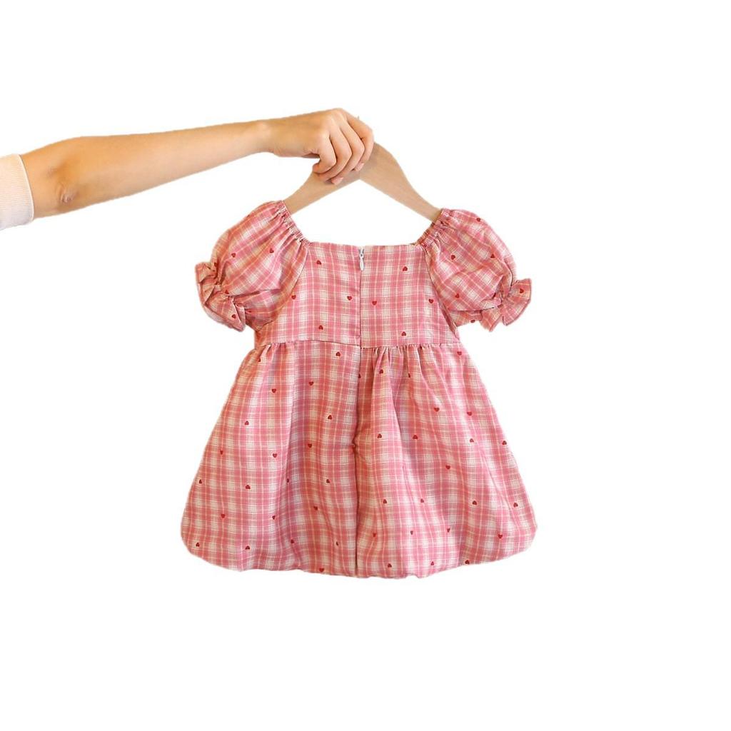 0-5 Years Girls' French Puff Sleeve Summer Dress