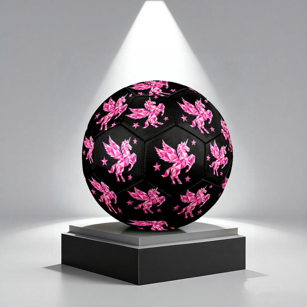 1pc Pink Geometric Unicorn Size 5 Soccer Ball Professional Match Training Football Indoor &Outdoor Sports Ball Lightweight Durable C6594