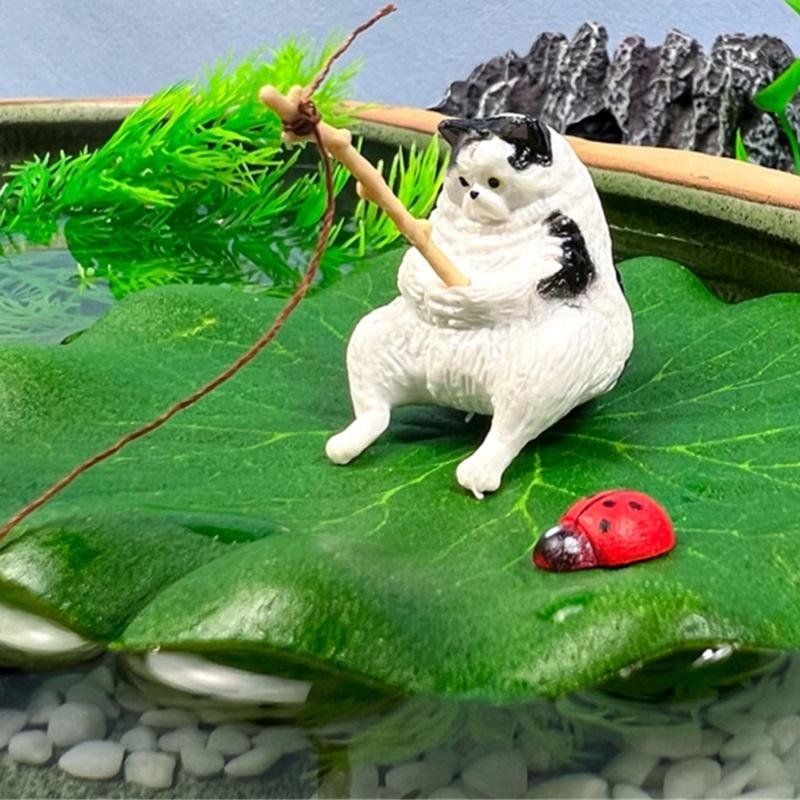 Dekorative Harze Aquarien Akzente Detaillierte Anglerkatzen Blatt Marienkäfer Ornamente zur Personalisierung von Heim- und Bürodekorationen