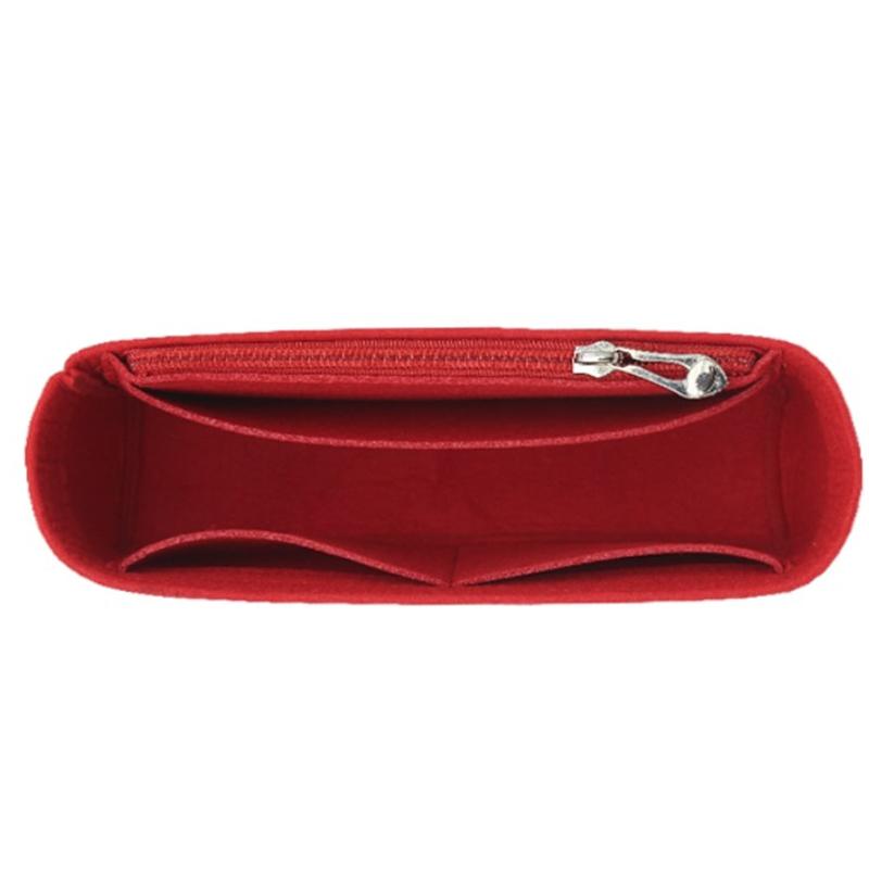 

Luxury Bag Insert Felt Purse Organizer Size Inner Liner Bag With Side Zipper Portable Shaper Divider For Crossbody Shoulder Bag L-28x8x12cm красный