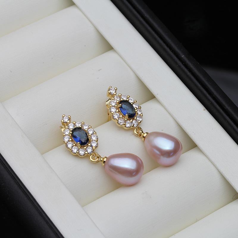 

New Fresh water Natural Pearl Stud Earrings For Woman,Romantic Hanging Pearl Earring Jewlery Wife Mother Gift White Black