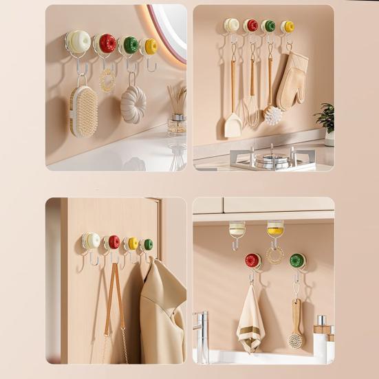 Suction Cup Wall Hook Reusable No Drill Hook with 180-degree Rotating Hook Design for Bathroom