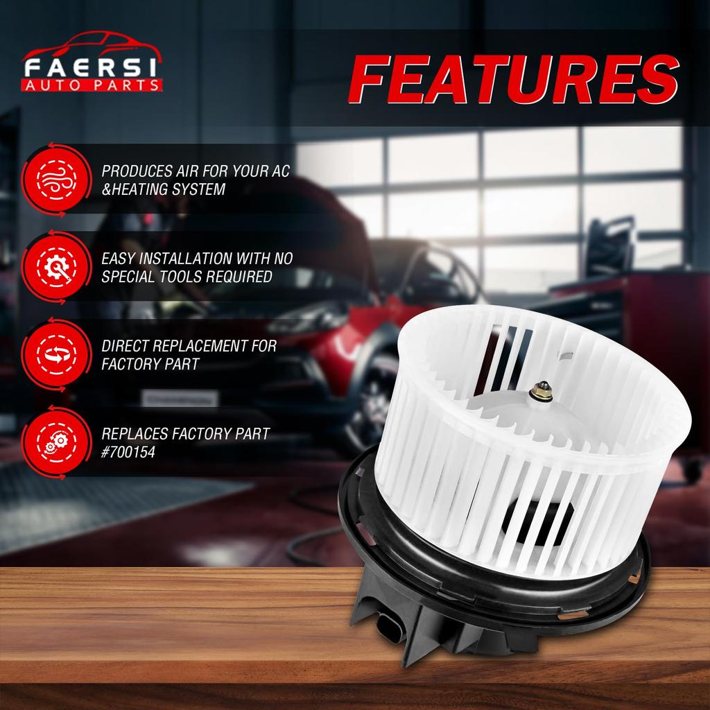 FAERSI A/C Heater Blower Motor with Fan Cage Replaces Jeep Wrangler & TJ 2002-2006
