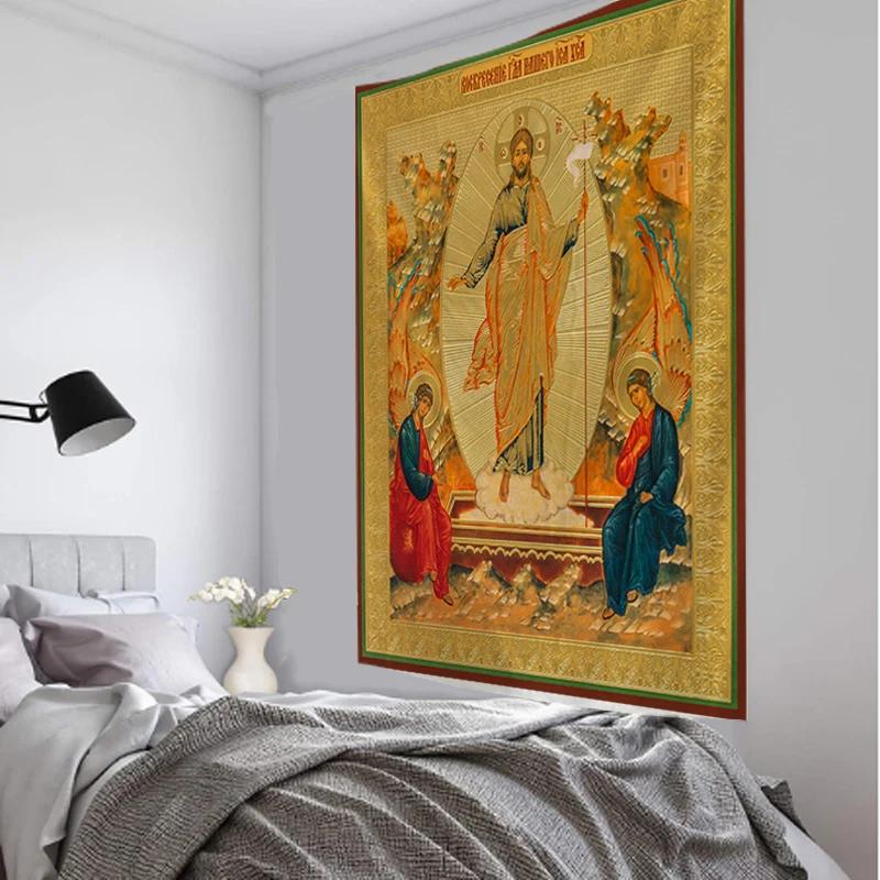 European Faith Christianity Classical God Jesus Christ Tapestry Wall Hanging Blanket Home Decoration Christian Products