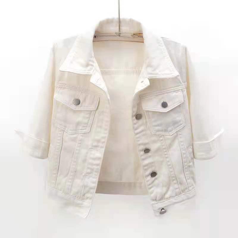 Spring and Autumn Women Short Outer Wear All-match Three-quarter Sleeve Denim Jacket Thin Jacket Student Jacket