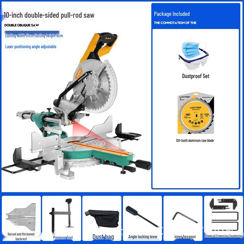 LUXTER 10" Sliding Compound Miter Saw for High-Power Wood and Aluminum Cutting