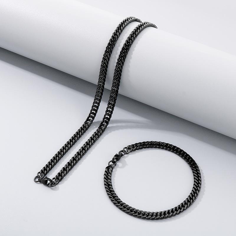 Jednoduchý hladký řetízek Dvojitě pletený Čtyřstranně broušený Náramek Hip-Hop Osobnost Více velikostí Bičíkový řetízek Titanová ocel Pánský náhrdelník