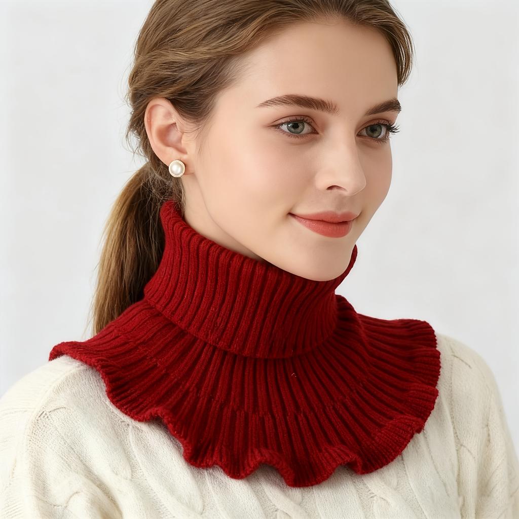 2Pcs Warm Knitted Fake Collar Woolen Women Turtleneck Knitted False Fake Collar Detachable Neck Scarf Thicken Windproof Fake Col