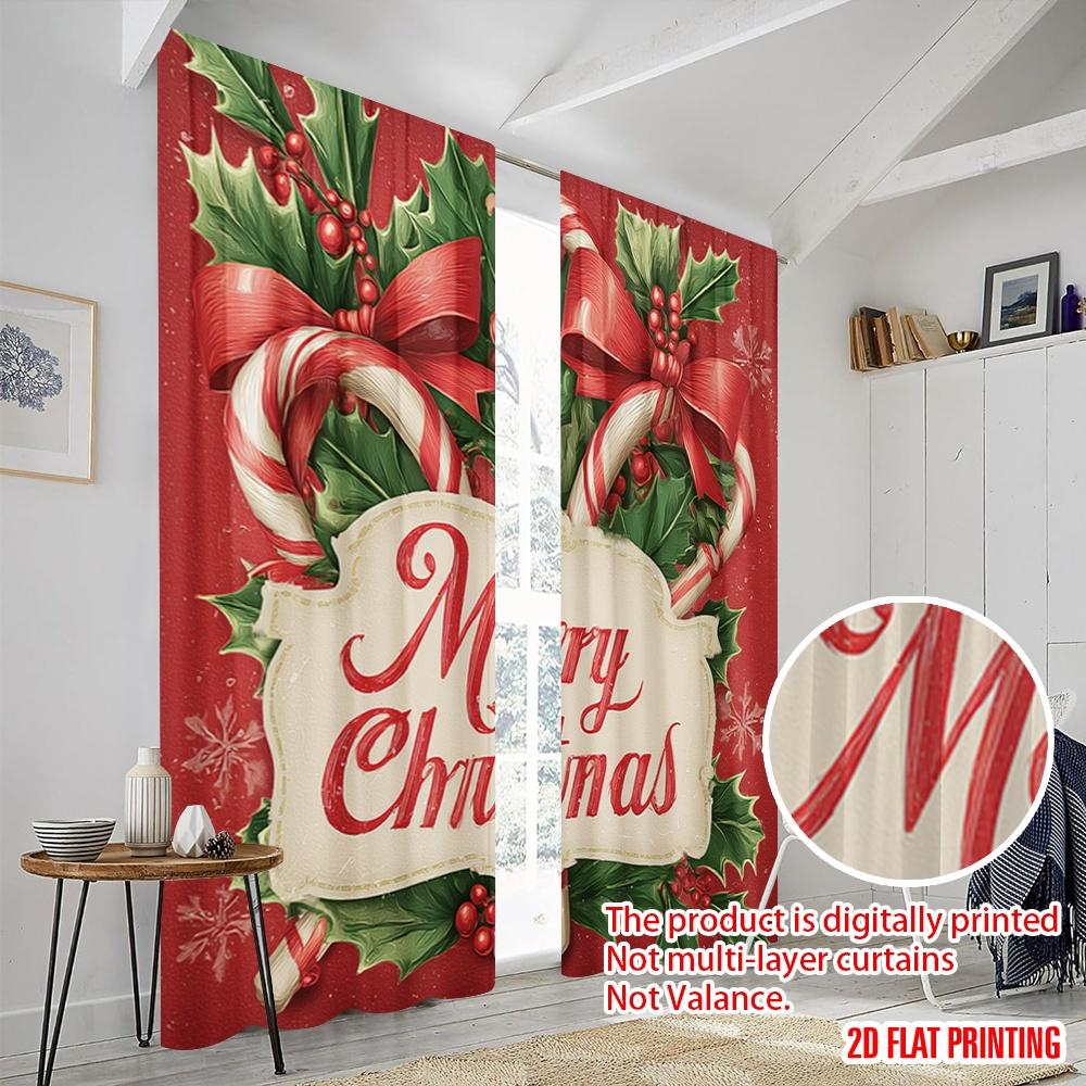 2pcs,2D plane printing Curtain Fabric Tropical Beach Santa Surf1 Versatile Fabric (without rod) Festive Perfect for Study,