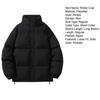 Winter Puffer Coat Men Stand Collar Long Sleeve Solid Color Outwear with Side Pockets Zipper Closure