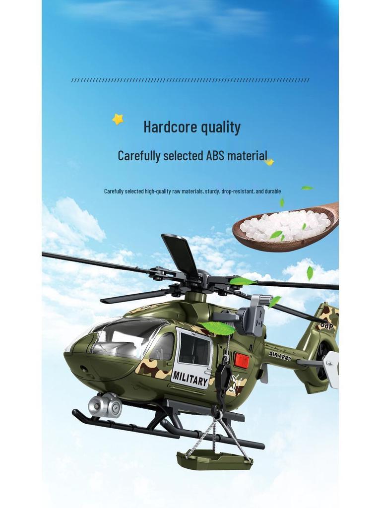 Children's Pull Back Police & Fire Rescue Helicopter Toy with Rotating Propeller - Simulation Model for Boys