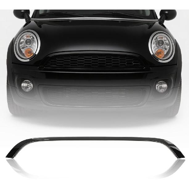 PIT66 Front Grille Hood Molding Trim Moulding, Compatible with 2007-2015 Mini Cooper R55 R56 R58 R59 (NOT fit S) Black #51132751040#MC1235100