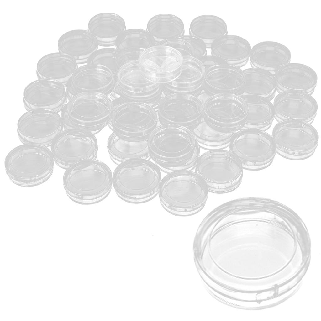 50pcs 33mm Cylindrical Transparent Watch Parts Storage Box Repairing Spare Parts Case