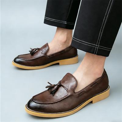 Fashion Designer New Pointed Black Brown Tassels Loafers Slip On Shoes For Men's Formal Wedding Dress Homecoming Zapatos Hombre