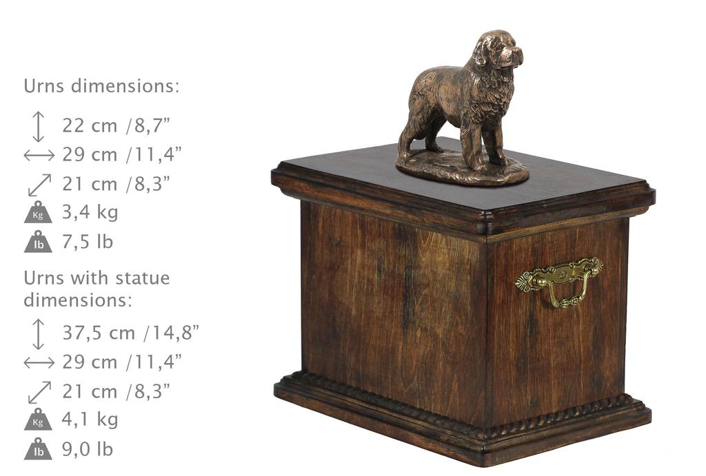 Newfoundland, Newfs, Newfies - urn for the ashes of a dog, urn with a statuette, elegant urn in the classic style of the Art-Dog brand
