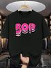 BOP Print Short-Sleeve T-Shirt - Streetwear Casual Round Neck Tee with Random BOP-Themed Design, Machine Washable Summer