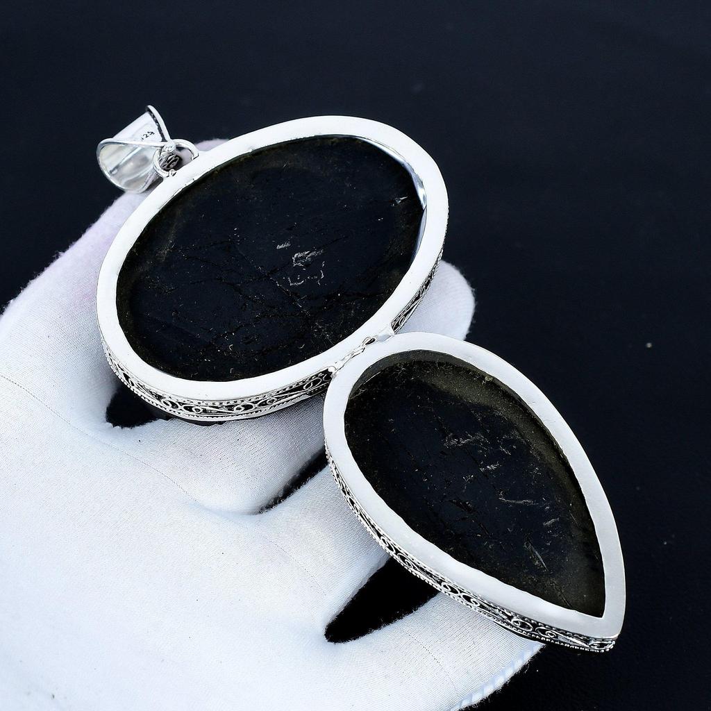 Black Tourmaline Pendant, 925 Sterling Silver Handmade Jewelry, Tourmaline Silver Pendant, Party Wear Jewelry For Women's, Pendant Valentine Day Gift