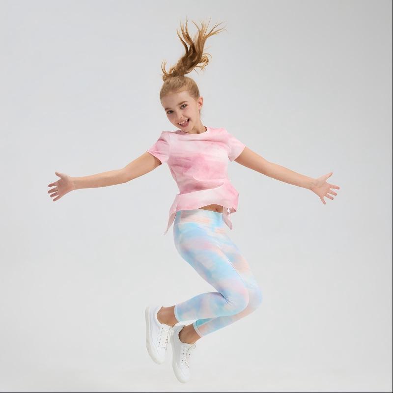 Girls' Quick-Dry Yoga Sportswear T-Shirt with Sun Protection