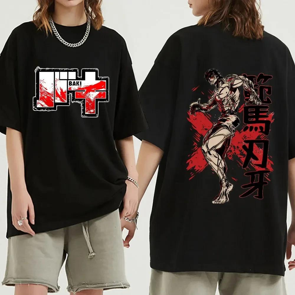Anime Baki The Grappler T Shirt Yujiro Hanma Gym Short Sleevet T-shirts Men's 100% Cotton Casual Tee Shirt Streetwear Y2k