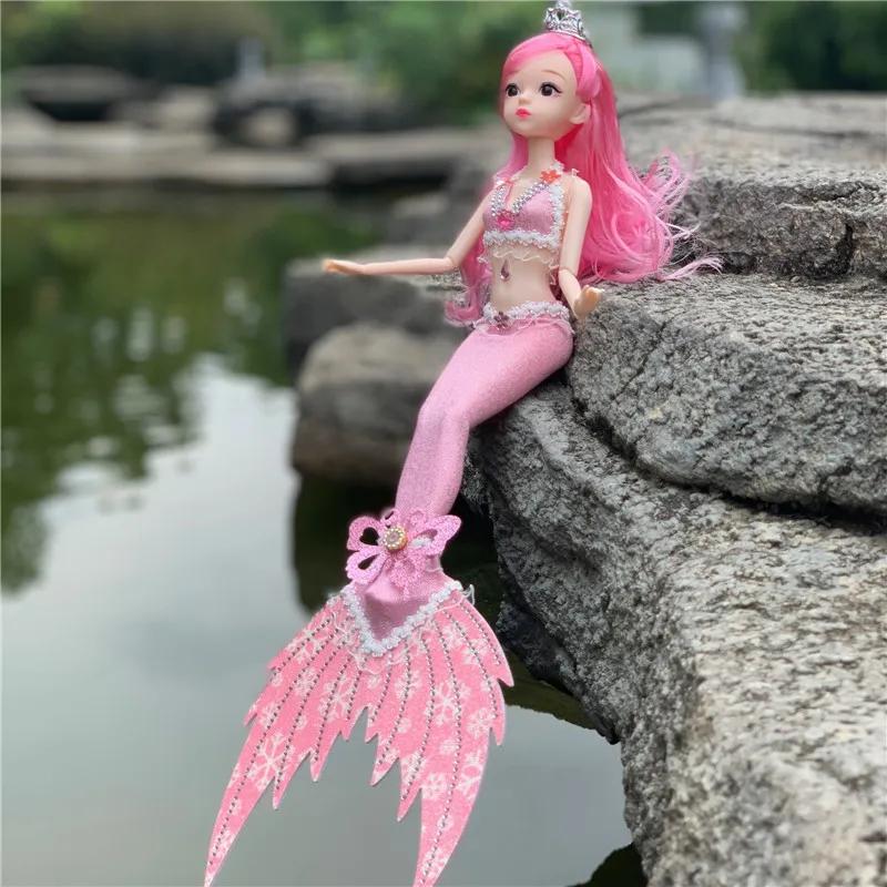 Diamond Tail Mermaid Doll Butterfly Wings, Princess Doll, Girl's Birthday Present. 13 Bjd Girl Doll Toy