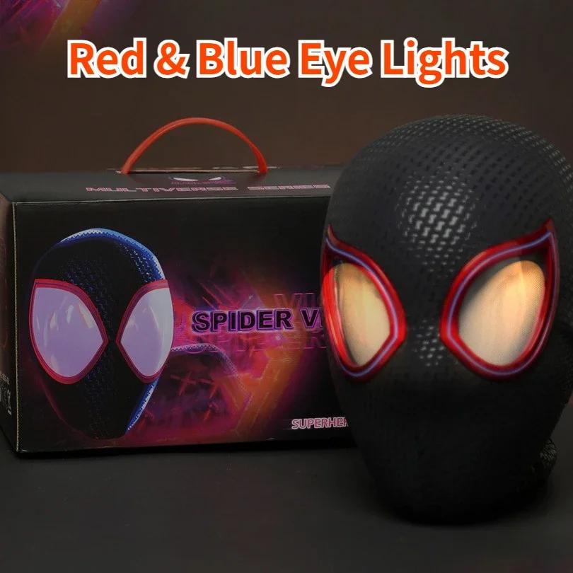 1:1 Miles Morales Mask with Movable Eyes Mascara Electric Gwen Spider Helmet Ring Control Halloween Cosplay Mask Toy Man Gift