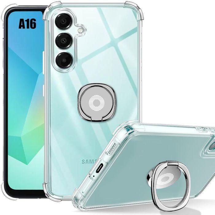 Protective Case - BOOLING - for Samsung Galaxy A16 4G/5G - Transparent Silicone - Adjustable Stand - Shockproof